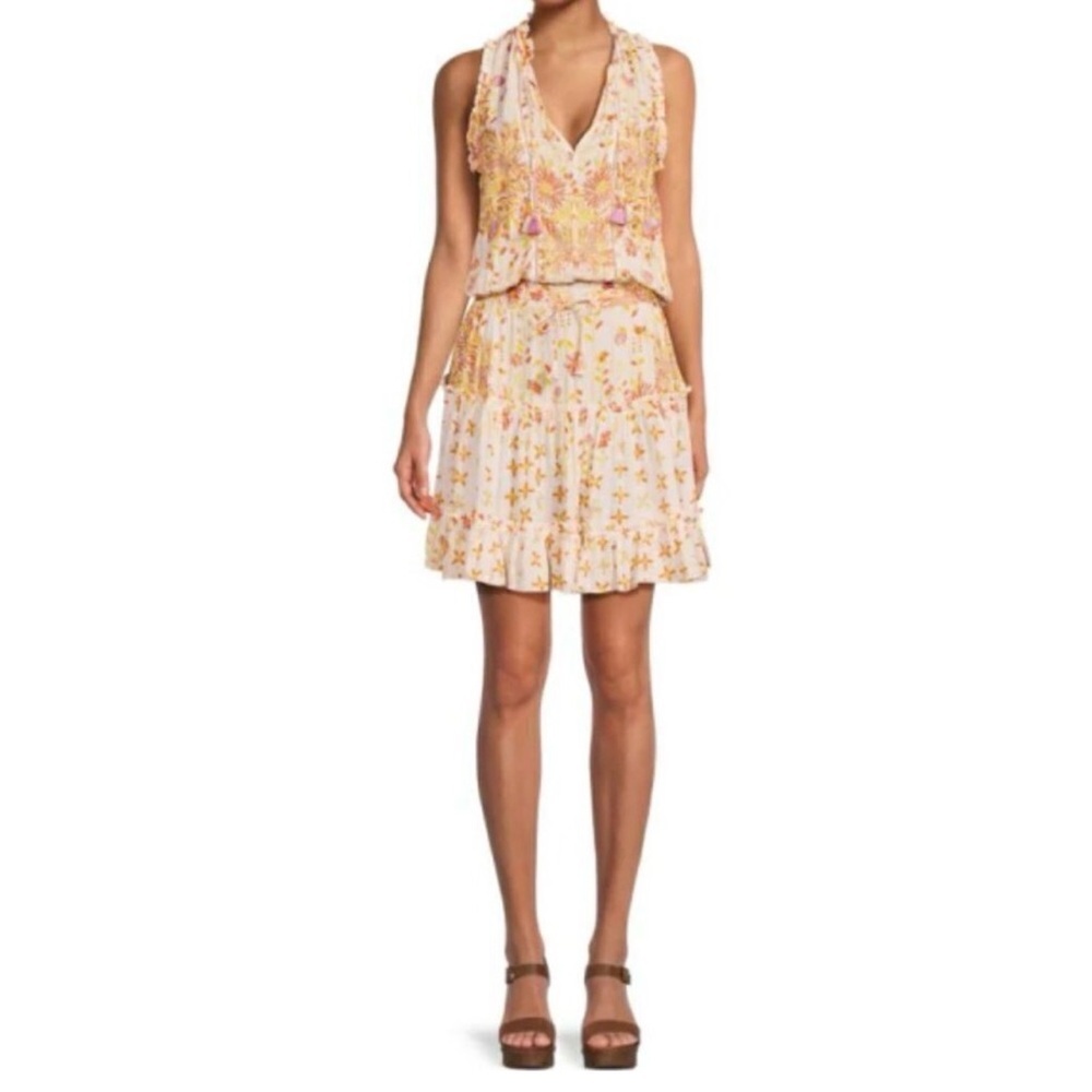 Poupette St. Barth Clara Ruffle Trim Mini Dress Size Large